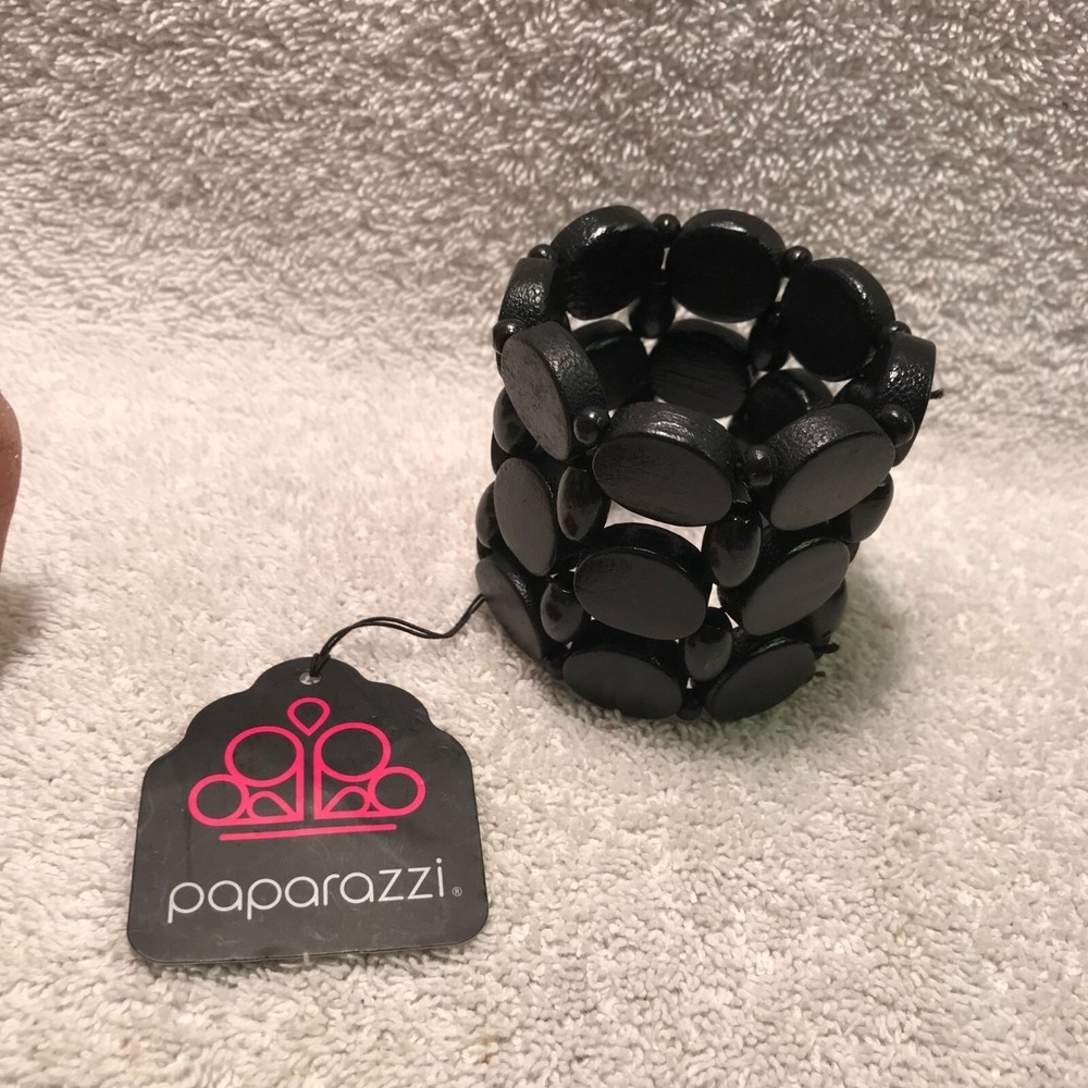 Stretchy Black Beaded Bracelet By Paparazzi For‎ Adults & Teens
